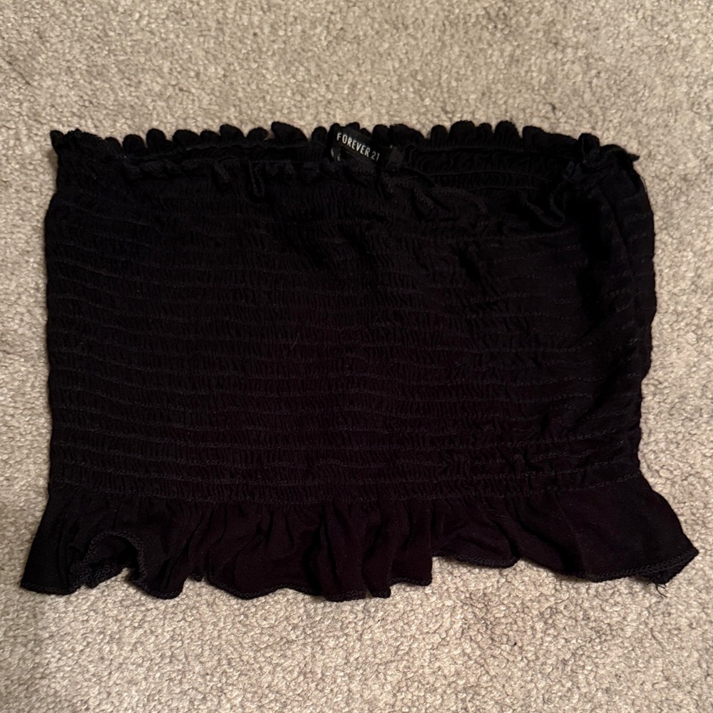 Forever 21 Black Ruffled Tube Top